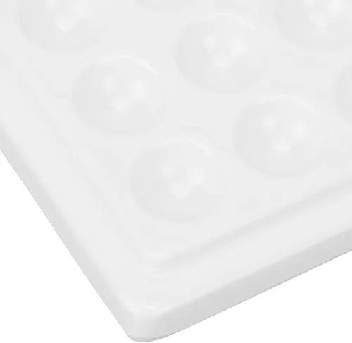Miniatura 9 de Paleta de pintura de porcelana, suave y reutilizable de 12 pocillos, paleta de pintura de acuarela de color blanco puro con cubierta para artistas