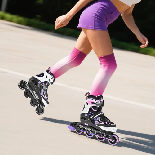 Miniatura 7 de 2PM SPORTS Vinal - Patines en línea ajustables intermitentes para niñas, todas las ruedas se iluminan, divertidos patines iluminadores para niños