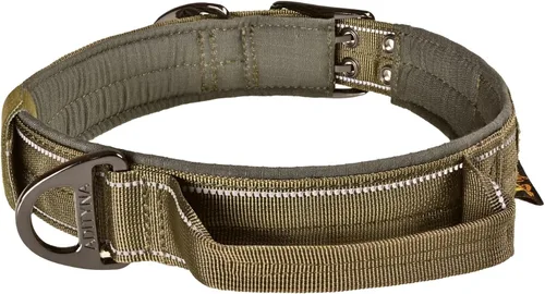 Miniatura 8 de ADITYNA Collar de perro resistente para perros medianos, collar verde reflectante con asa para entrenar y caminar, ancho, grueso, táctico, acolchado