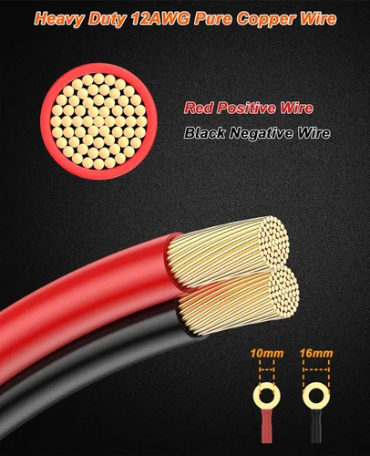 Miniatura 4 de 12AWG Cable de Cargador de Encendedor de Cigarrillos Resistente, Cable Adaptador de Encendedor de Cigarrillos Macho de 3.3FT con Luz LED y Caja