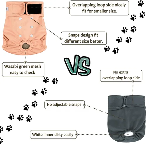 Miniatura 76 de Pañales lavables para perros, para hembras caninas, reutilizables, para periodo de celo, altamente absorbentes, para incontinencia, con broches