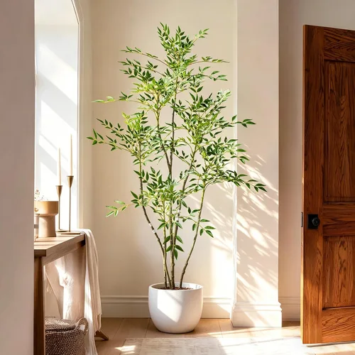 Miniatura 6 de Árbol de bambú artificial grande para interiores y exteriores, plantas realistas de seda de plástico sintético en maceta, para el hogar, sala