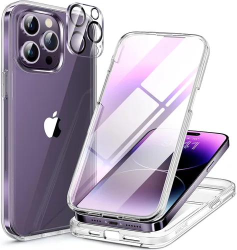 Miniatura 85 de Miracase Funda para iPhone 13 de 6.1 pulgadas, [sin burbujas] funda de teléfono de cuerpo completo con pantalla de vidrio completa integrada, sin