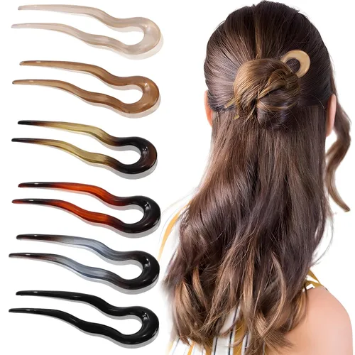Miniatura 10 de 6 piezas de broches franceses para el cabello para mujer, broches franceses para el cabello con caparazón de tortuga, broches grandes para peinar