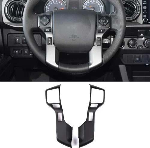 Miniatura 9 de Molduras Cromadas para Volante de Automóvil Cubiertas Adhesivos Calcomanías Compatible con Toyota Tundra 2014-2021 Tacoma 2016-2022 ABS Accesorios