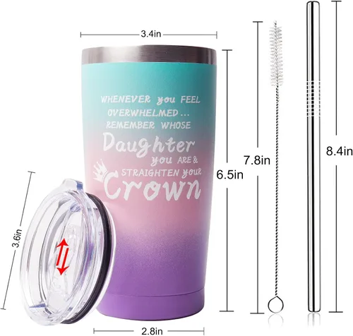 Miniatura 2 de TURMTF Vasos para el día de la madre para mi hija, regalo de papá mamá (a hija)