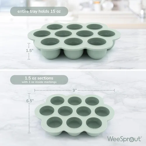 Miniatura 2 de WeeSprout - Bandeja de silicona para congelar alimentos para bebés con tapa de clip, recipiente de almacenamiento perfecto para alimentos caseros