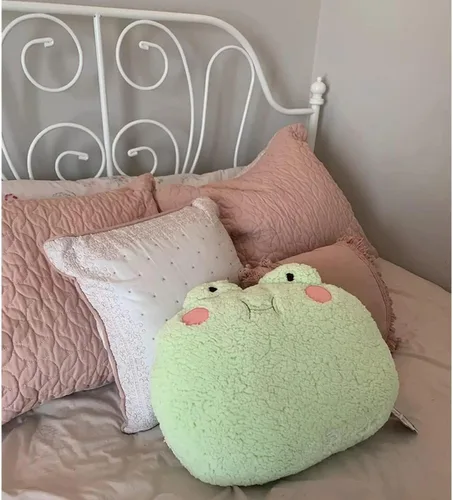 Miniatura 5 de Almohada de felpa de rana, adorable animal de peluche de rana (15 * 14 pulgadas), decoración de cojín para el hogar, almohada para abrazar de felpa