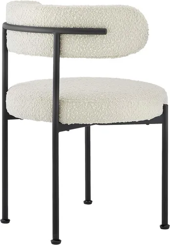 Miniatura 6 de Modway EEI-6516-IVO-BLK Albie Boucle - Juego de 2 sillas de comedor de tela, color negro marfil