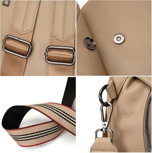 Miniatura 5 de VONCOSS Mini mochila de moda para mujer, mochila pequeña, multibolsillos, convertible, bolsa de hombro, Caqui, Mochilas Daypack