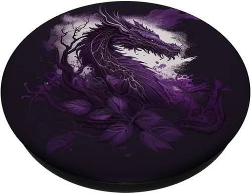 Miniatura 2 de Dragón púrpura sobre fondo místico PopSockets intercambiables PopGrip