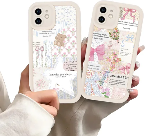 Miniatura 60 de Paquete de 2 fundas protectoras para iPhone 13 de 6.1 pulgadas con versículo bíblico de Jesús y cruz cristiana floral, para mujeres y niñas, funda