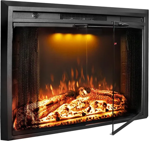 Chimenea eléctrica de inserción, chimenea empotrada de 36 pulgadas con llama ajustable y luces de color en la parte superior, sonido de crepitación