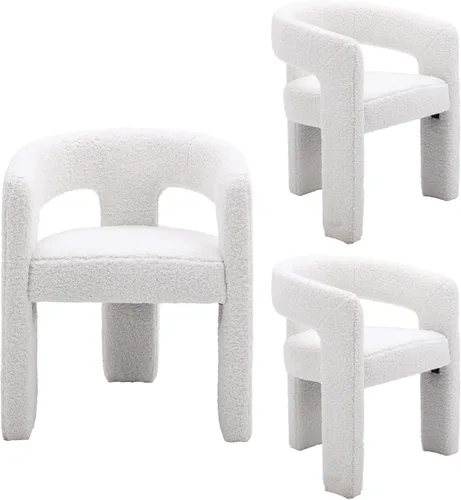 Miniatura 23 de HNY Silla moderna de cocina y comedor de estilo barril, silla de acento tapizada en cuero sintético PU con brazo, silla de lado de 47 cm de ancho