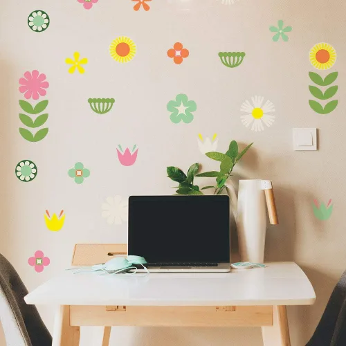 Miniatura 2 de Tempaper Calcomanías de pared retro florales autoadhesivas, multicolor Floral retro