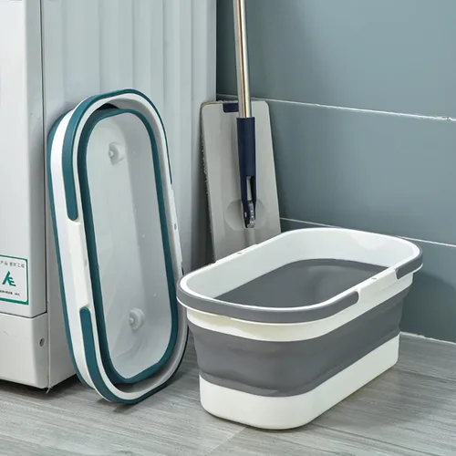 Miniatura 4 de Goderewild Cubo de plástico plegable con ruedas 12L (3.17 galones) para limpieza de casa, camping y RV - Cesta rectangular práctica multiusos