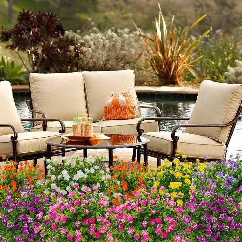 Miniatura 7 de 8 paquetes de flores artificiales para exteriores, mamás falsas resistentes a los rayos UV, plantas de plástico para interiores y exteriores