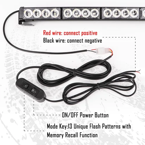 Miniatura 5 de Luces estroboscópicas LED de 36 pulgadas, amarillas, intermitentes, advertencia de seguridad, barra de luz estroboscópica de emergencia, precaución
