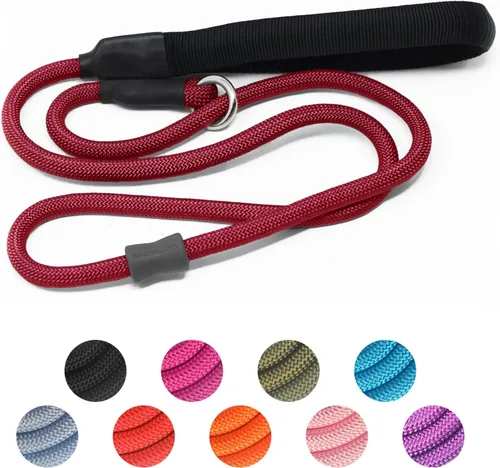 Miniatura 13 de Correa de Entrenamiento para Perros de Cuerda Deslizante Fuerte (4 pies) – Correa de Nylon Trenzado Resistente y Duradera con Tope de Goma y Mango