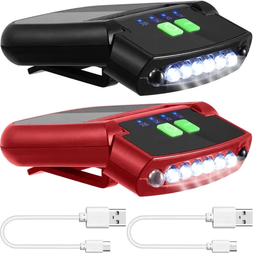 Miniatura 12 de Mudder Linterna LED con clip para gorra USB recargable, linterna impermeable ultra brillante para sombrero, linterna de cabeza para pesca