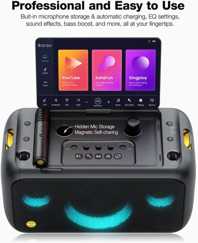 Miniatura 6 de Ikarao Máquina de karaoke para adultos con pantalla de letras, pantalla integrada de 13.3 pulgadas, máquina de karaoke verdaderamente todo en uno