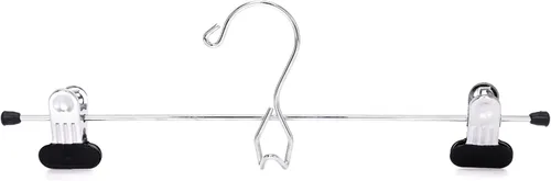 Miniatura 9 de 6 perchas de calidad para pantalones resistentes para falda/colgador de metal, clips ajustables extra anchos, multiapilables, para añadir