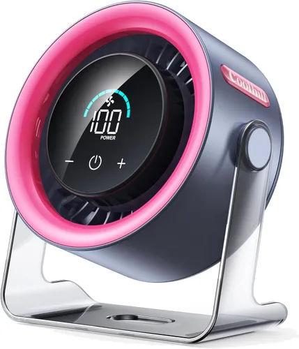 Ventilador portátil de mano con enfriador de hielo: Ventilador de mano recargable de 100 velocidades de 5500 mAh, ventiladores personales de Rosa