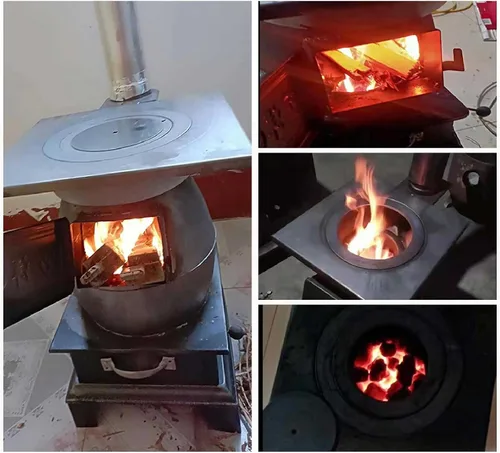 Miniatura 5 de DDSS Estufa de calefacción de leña para interiores, estufa de calefacción rural de hierro fundido grueso, cocina sin humo, ahorro de energía