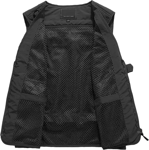 Miniatura 3 de PrettyChic Chaleco de pesca al aire libre para hombre, chaleco de malla transpirable, chaleco de carga con múltiples bolsillos