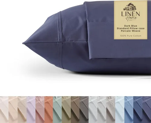 Miniatura 46 de Linen Home Juego de fundas de almohada King de 500 hilos, fundas de almohada 100 % algodón de fibra larga, juego de 2 fundas de almohada de satén