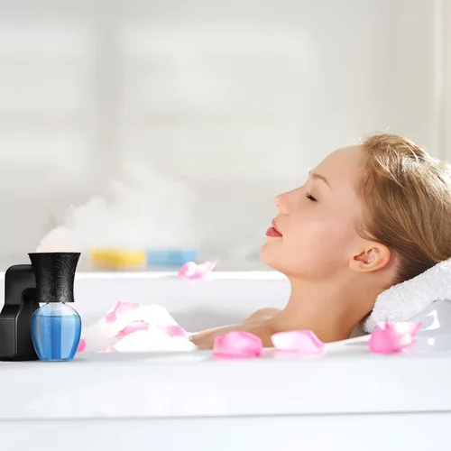 Miniatura 7 de Difusor enchufable de pared con 4 botellas vacías para esparcir aceites esenciales en el hogar, baño (negro)