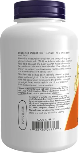 Miniatura 3 de NOW Foods Suplementos, Aceite de Lino 1000 mg con Omega-3 Esenciales, Prensado en Frío, Sin Hexano, Fórmula Vegana, 120 Cápsulas Blandas Vegetales