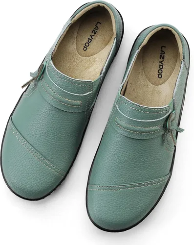 Miniatura 9 de LAZYPOP Mocasines de cuero clásicos y cómodos para mujer, bonitos zapatos de vestir informales, ligeros, para caminar, zapatos planos