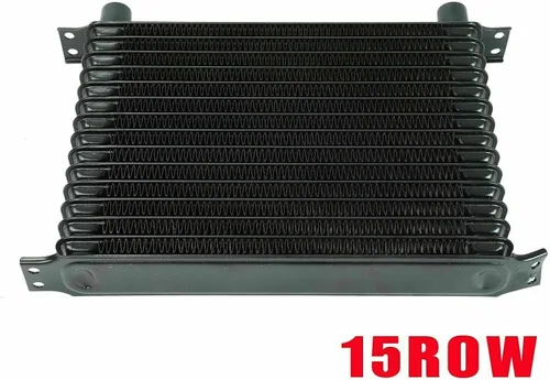 Miniatura 2 de Radiador universal de 15 filas de radiador de transmisión remota, enfriador de aceite de aluminio con ventilador de refrigeración negro de 7