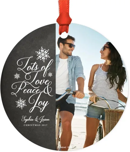 Miniatura 16 de Andaz Press Adorno de Navidad de metal personalizado con foto, bebé, corona dorada de vacaciones, fecha del nombre del bebé, 1 paquete, incluye