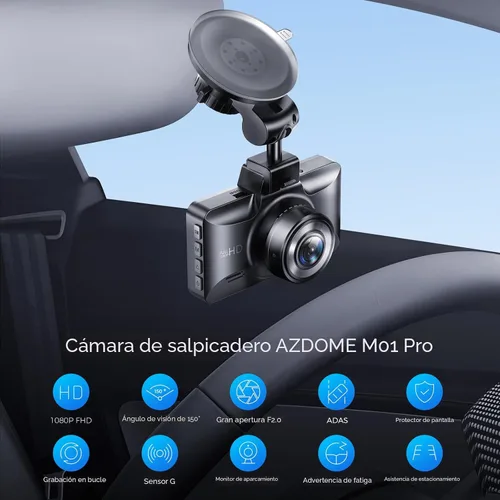 Miniatura 2 de AZDOME M01 Dual Dash Cam frontal y trasera con tarjeta gratuita de 64 GB, cámara de tablero dual de pantalla de 3" para automóvil, G-Sensor ADAS