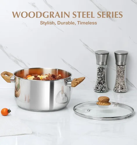 Miniatura 7 de Olla de acero inoxidable KOCH SYSTEME CS - Olla de inducción de acero inoxidable de 6 cuartos con tapa para pasta, sopa, espaguetis, ollas de sopa