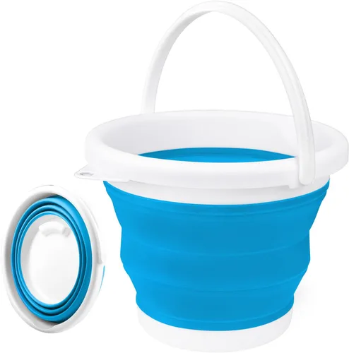 Miniatura 8 de Cubo de mopa plegable y cubo para hielo - 5L (1.3 galones) Cubo de polvo de silicona para limpieza del hogar, suministros de limpieza portátiles