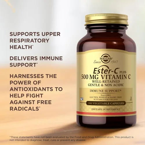 Miniatura 5 de Solgar Ester-C Plus 500 mg de vitamina C (complejo de ascorbato) – 100 cápsulas vegetales, paquete de 2 – Antioxidante y apoyo inmunológico – Sin