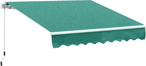 Miniatura 19 de Outsunny - Toldo retráctil de 10 x 8 pies, toldo para patio, toldo para sol con manivela manual, tela resistente a los rayos UV y al agua y Rayas