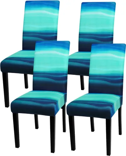 Miniatura 37 de Gibelle - Juego de 4 fundas para sillas de comedor, funda elástica de elastano para comedor, fundas extraíbles y lavables para sillas de cocina