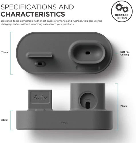 Miniatura 9 de elago Estación de carga 3 en 1 compatible con Apple Watch Series 11/10/9/8/7/6/5/4/3/2/1/SE3/SE2/SE1, Apple AirPods Pro 2/1, AirPods 3/2/1 y todos