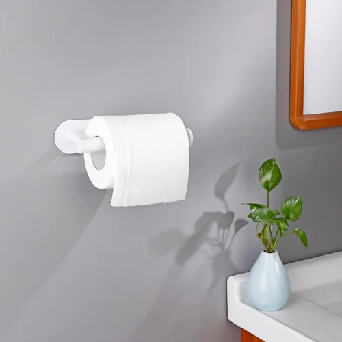 Miniatura 9 de Soporte de papel higiénico autoadhesivo, soporte de pared para baño y baño, sin perforaciones, SUS304 inoxidable, color negro mate