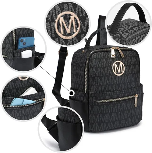 Miniatura 3 de MKP - Mochila pequeña para mujer y mujer, con múltiples bolsillos, con bolsillo frontal con cremallera, Negro -, Mochilas Daypack