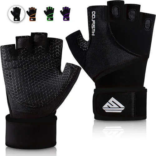 Guantes de Entrenamiento Guantes de Gimnasio Guantes de Levantamiento de Pesas para Hombres y Mujeres con Almohadilla Completa en la Palma, Soporte