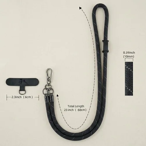Miniatura 5 de Cordón cruzado para teléfono celular, correa de muñeca alrededor del cuello para la mayoría de teléfonos inteligentes, auriculares, llavero de Negro