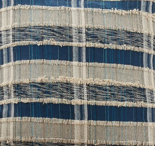Miniatura 3 de SARO LIFESTYLE Maximus Collection - Funda de almohada de algodón tejida a rayas, 16 x 24 pulgadas, color azul