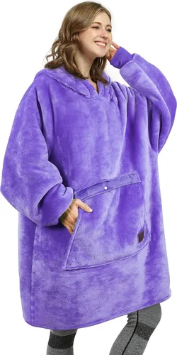Miniatura 54 de Catalonia Sudadera extragrande tipo manta con capucha, sudadera de sherpa portátil para adultos, hombres y mujeres