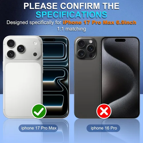 Miniatura 2 de Suoman Protector de lente de cámara para iPhone 17 Pro Max, [todo en uno esmerilado] [Adhesión fuerte] Marco de metal, cubierta de lente de cámara