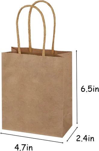 Miniatura 3 de SPERPAND 30 mini bolsas de regalo de papel kraft de 6.5 pulgadas, pequeñas bolsas de papel marrón para cumpleaños, baby shower, Navidad, boda, bolsa
